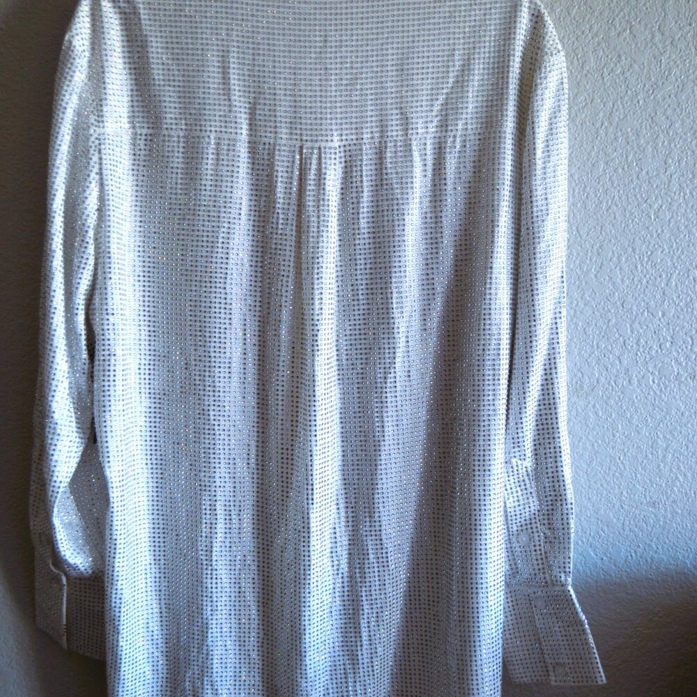 RETROFETE (NEW YORK) RHINSTONE WHITE L/S CUFF SHIRT- NWT $175 - Picture 10 of 13